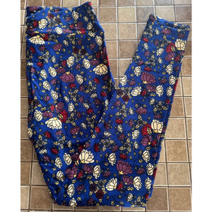 Women's TC LuLaRoe Leggings Tall & Curvy Blue Floral Print